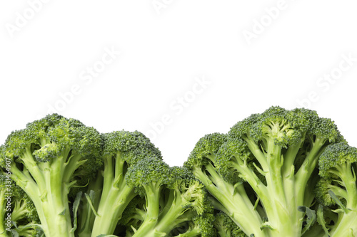 Frame of broccoli isolated on white background. Fresh vegetable