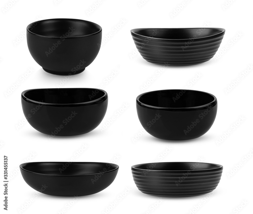 black bowl isolated on white background black bowl isolated on white background