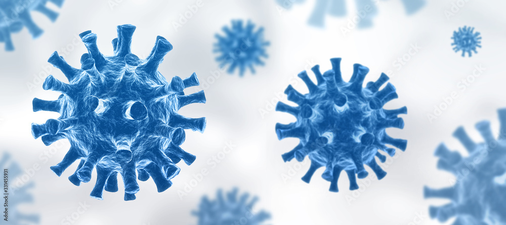 Coronavirus COVID-19 - Arrière-plan de virus flottant - Virologie et Microbiologie 3D Coronavirus COVID-19 - Arrière-plan de virus flottant - Virologie et Microbiologie 3D