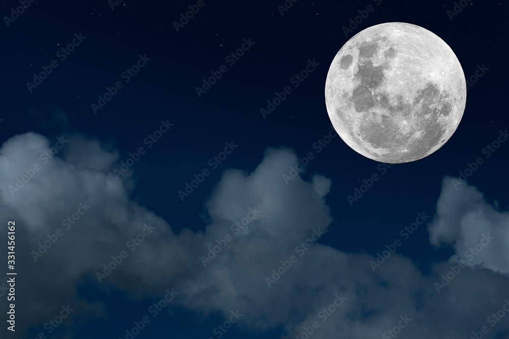 Full moon and blurred cloud on the sky.