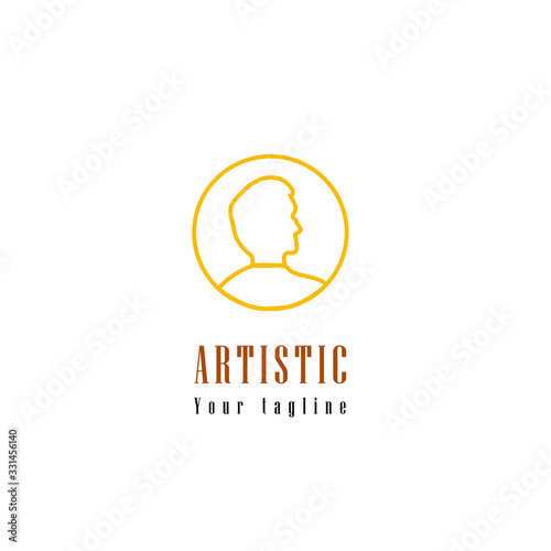logo line art modern template design art face man for brand fashion