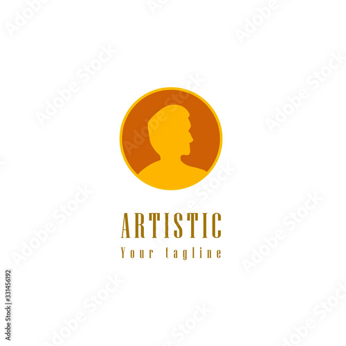 logo modern full color template design art face siluet man for brand fashion