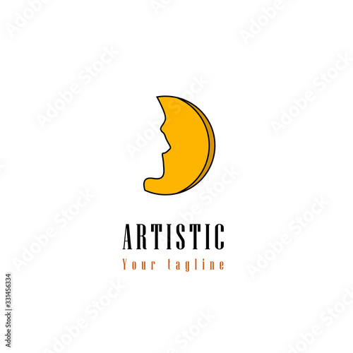 logo template design art silhouette faces for brand fashion