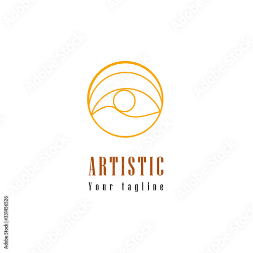 Eye illustration logo line art design for your brand fashion
