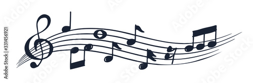 black notes on a white background