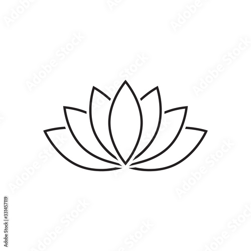 Lotus line icon or Harmony icon on white. Vector