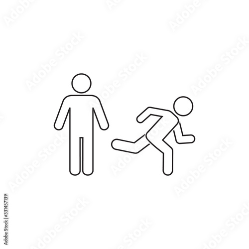 Man, person standing and running illustration. Run, stand navigation wayfinding line icon