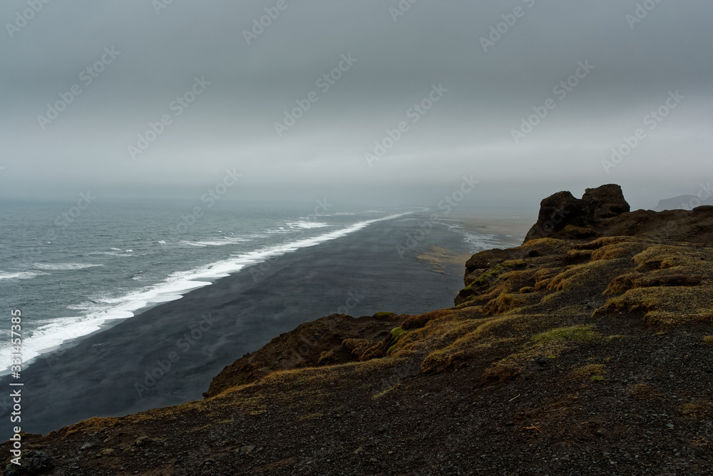 Foggy black Beach near Vik, Iceland