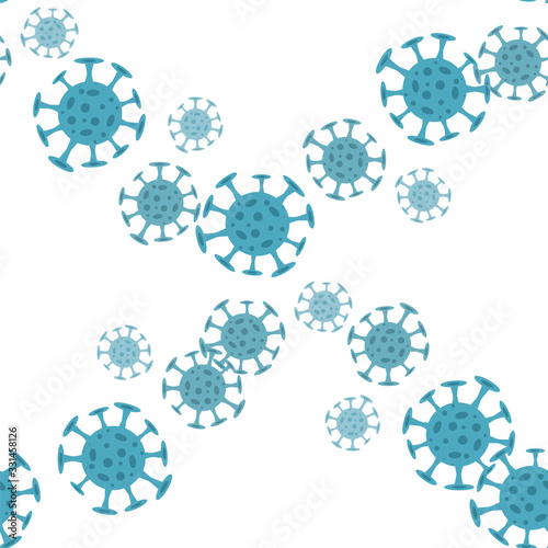 Seamless pattern with coronavirus virus in 2020. World Coronavirus Cell China Influenza Respiratory Coronavirus