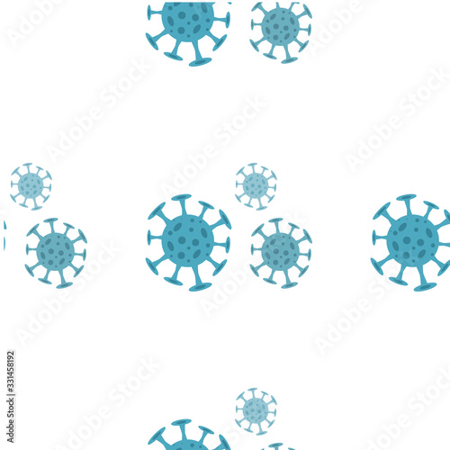 Seamless pattern with coronavirus virus in 2020. World Coronavirus Cell China Influenza Respiratory Coronavirus
