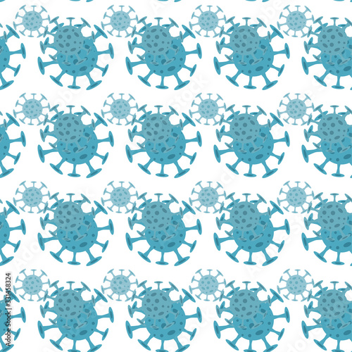 Seamless pattern with coronavirus virus in 2020. World Coronavirus Cell China Influenza Respiratory Coronavirus