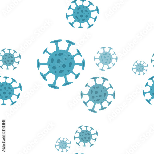 Seamless pattern with coronavirus virus in 2020. World Coronavirus Cell China Influenza Respiratory Coronavirus