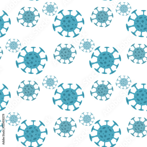 Seamless pattern with coronavirus virus in 2020. World Coronavirus Cell China Influenza Respiratory Coronavirus