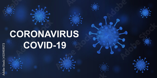 Vector illustration of a coronavirus on a dark blue background. Covid-19. EPS 10