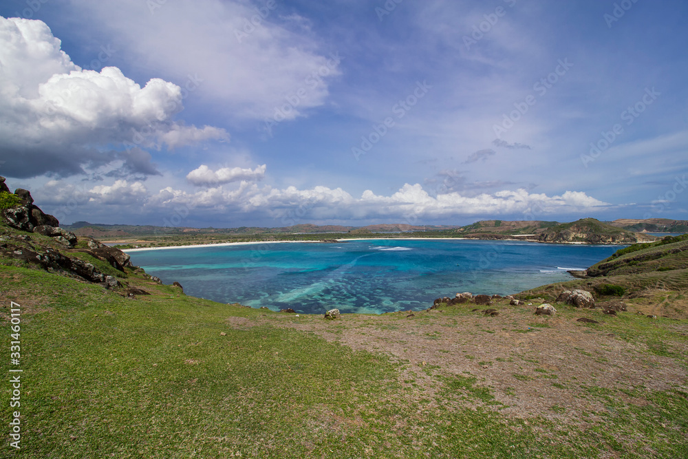 Fototapeta premium view from bukit merese or merese hill, Lombok island, Indonesia