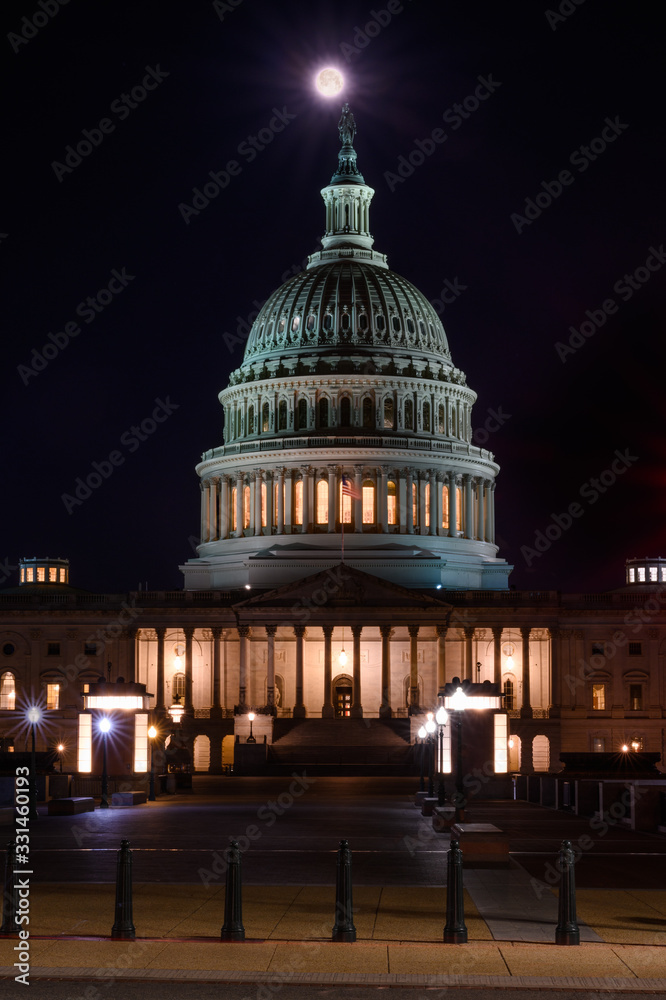 Full Moon Over the US Capitol Dome