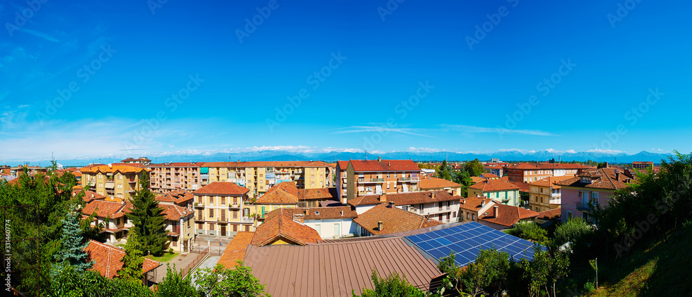 View of the town of Fossano, Piemont, Italy.