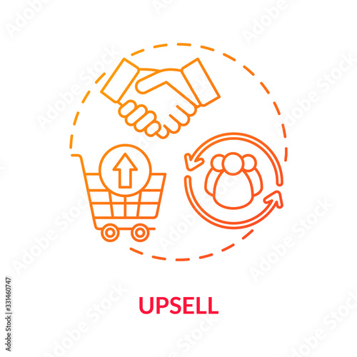 Upsell concept icon. Increasing products commercial value, sales profit growth idea thin line illustration. Successful marketing strategy. Vector isolated outline RGB color drawing