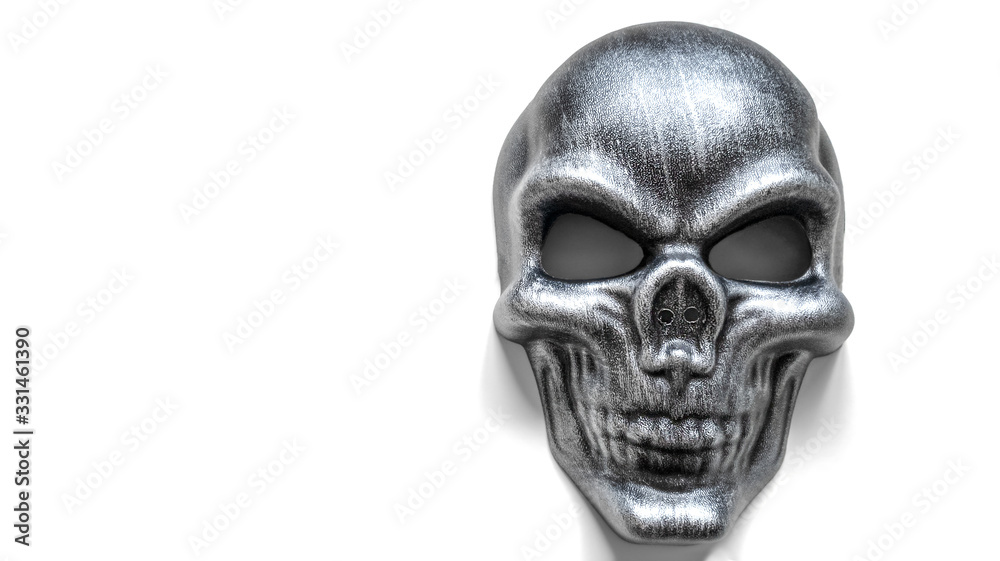 Top view of skull mask on white background. The concept of death Top view of skull mask on white background. The concept of death