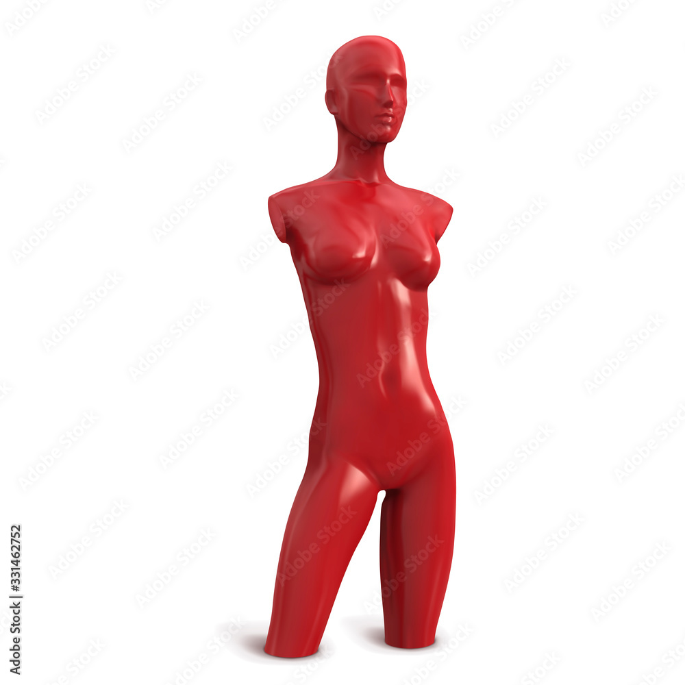 Body of female mannequin red color without hands and without legs. Vector illustration. Body of female mannequin red color without hands and without legs. Vector illustration.