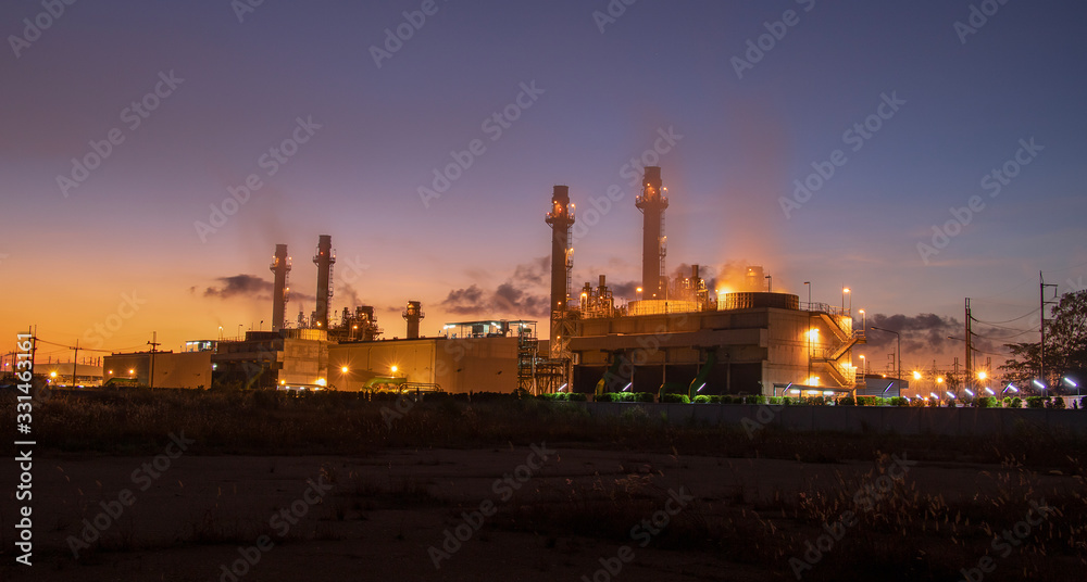 Natural Gas Combined Cycle Power Plant with sunrise