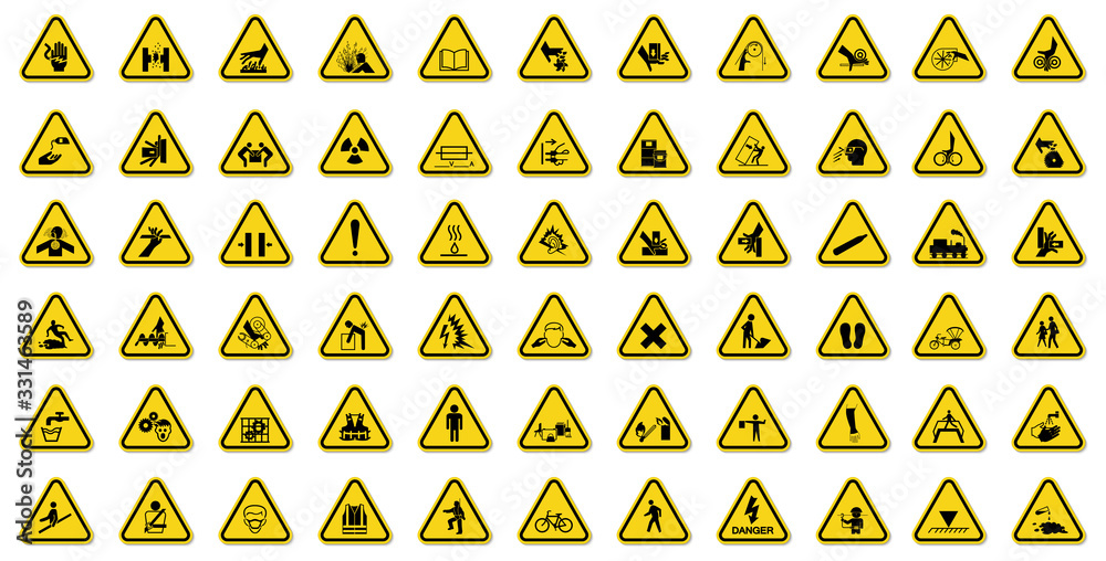 Warning Hazard Symbols labels Sign Isolate on White Background,Vector Illustration Warning Hazard Symbols labels Sign Isolate on White Background,Vector Illustration