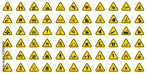 Warning Hazard Symbols labels Sign Isolate on White Background Vector Illustration