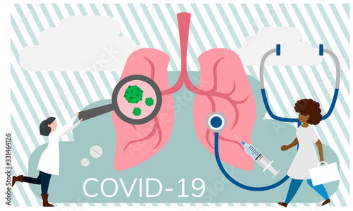 vector illustration of covid-19 virus coronavirus. The concept of the fight, the treatment of the virus. 