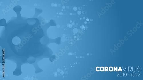 Big data research of Coronavirus disease. 3d vector illustration of virus and data cloud. Futuristic virology analysis of SARS. Pathogen exploraion concept.