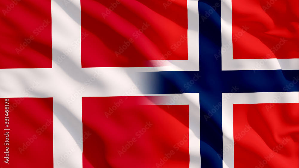 Obraz premium Waving Norway and Denmark Flags