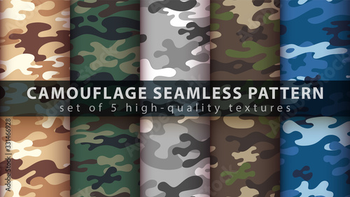 Camouflage military seamless pattern - set six items
