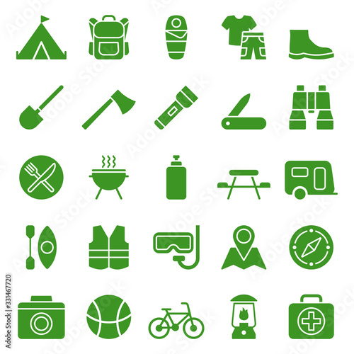 Set of camping and tourism icons. Vector illustration