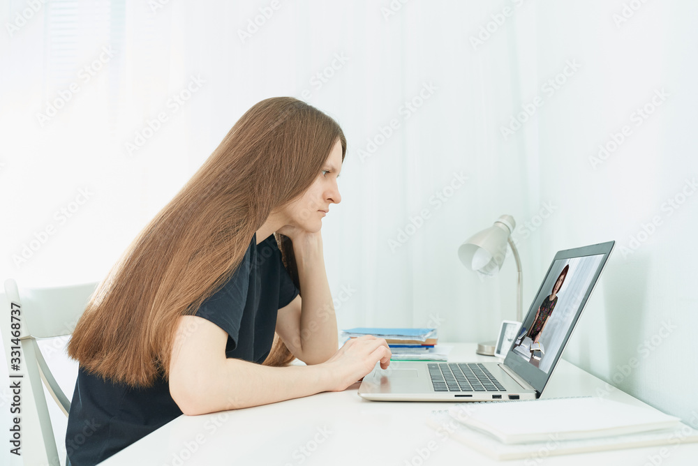 Fototapeta premium Distance education for students. Quarantine, self-isolation, sociophobia, online learning