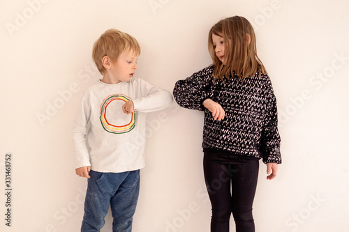 Canvastavla elbow bump is a new way to greetings each other at the time of the coronavirus p