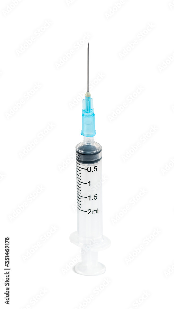Standard design single use syringe isolated on white background Standard design single use syringe isolated on white background