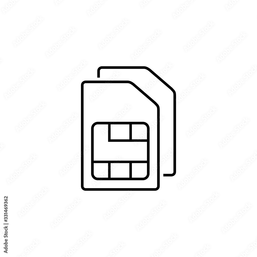 Sim card vector line icon. Sim card icon symbol. Sim card mobile slot Sim card vector line icon. Sim card icon symbol. Sim card mobile slot