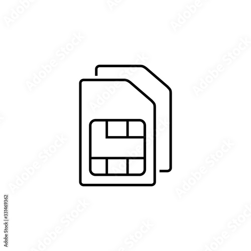 Sim card vector line icon. Sim card icon symbol. Sim card mobile slot