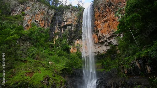 Locked off stationary motion with sound of Purling Brook Waterfall at Springbrook National Park,Gold Coast Hinterlands, Queensland, Australia
