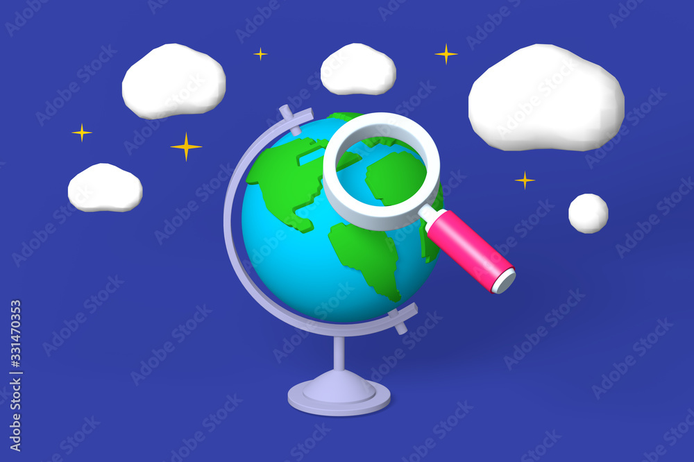 Earth globe with green continents on world map Earth globe with green continents on world map
