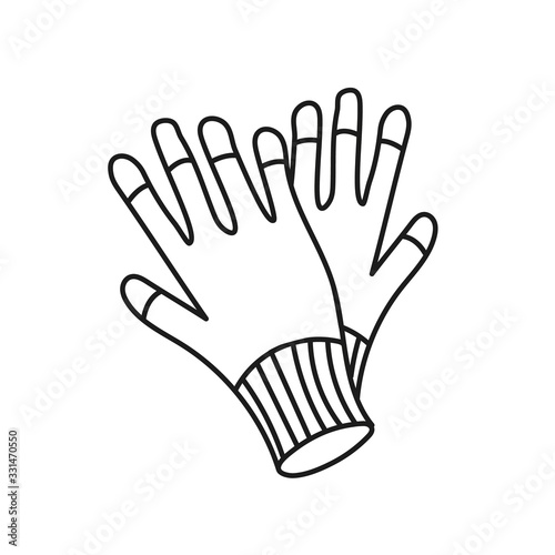 Simplified outline illustration of a working gloves on a white background.
