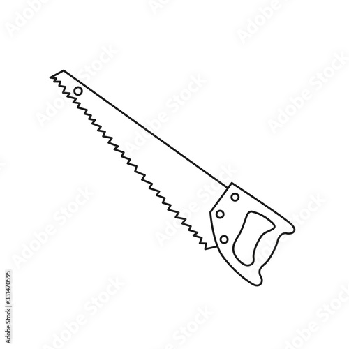 Simplified outline illustration of a saw on a white background.