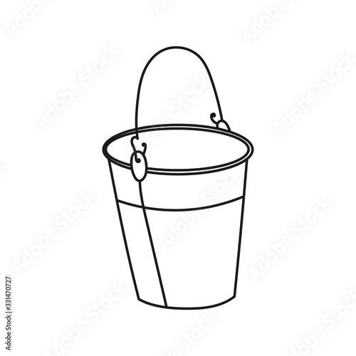 Bucket outline vector symbol icon design on white background.