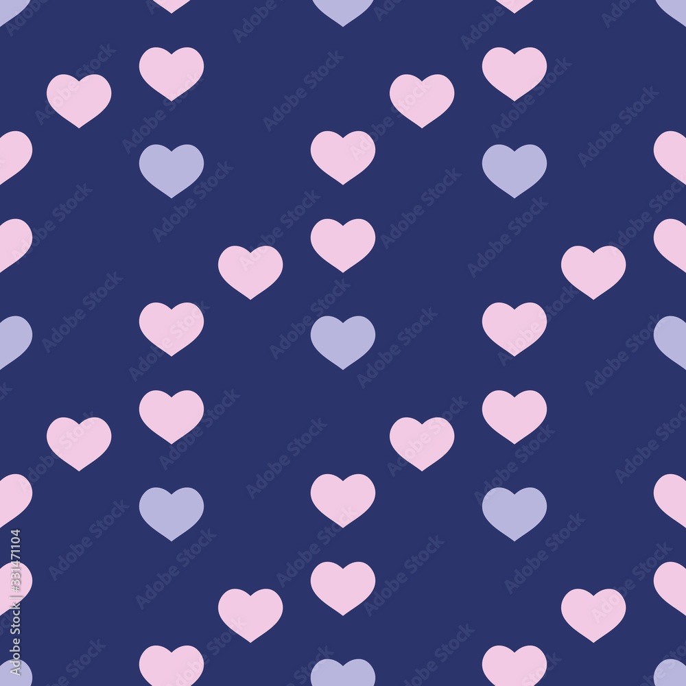 Seamless pattern with great light violet and pink hearts on dark violet background for plaid, fabric, textile, clothes, tablecloth and other things. Vector image. Seamless pattern with great light violet and pink hearts on dark violet background for plaid, fabric, textile, clothes, tablecloth and other things. Vector image.