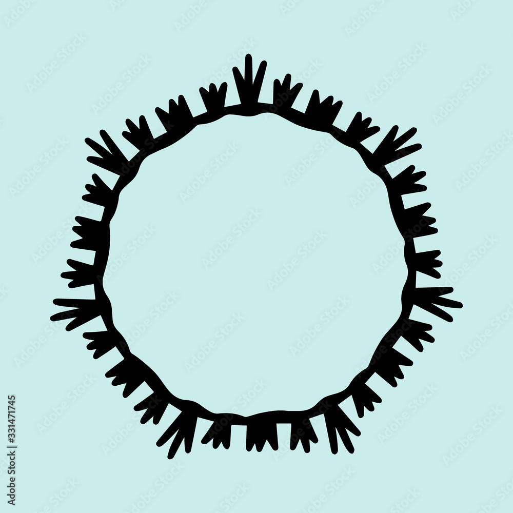 Black and blue hand drawn vector crown frame in cartoon style silhouette Black and blue hand drawn vector crown frame in cartoon style silhouette