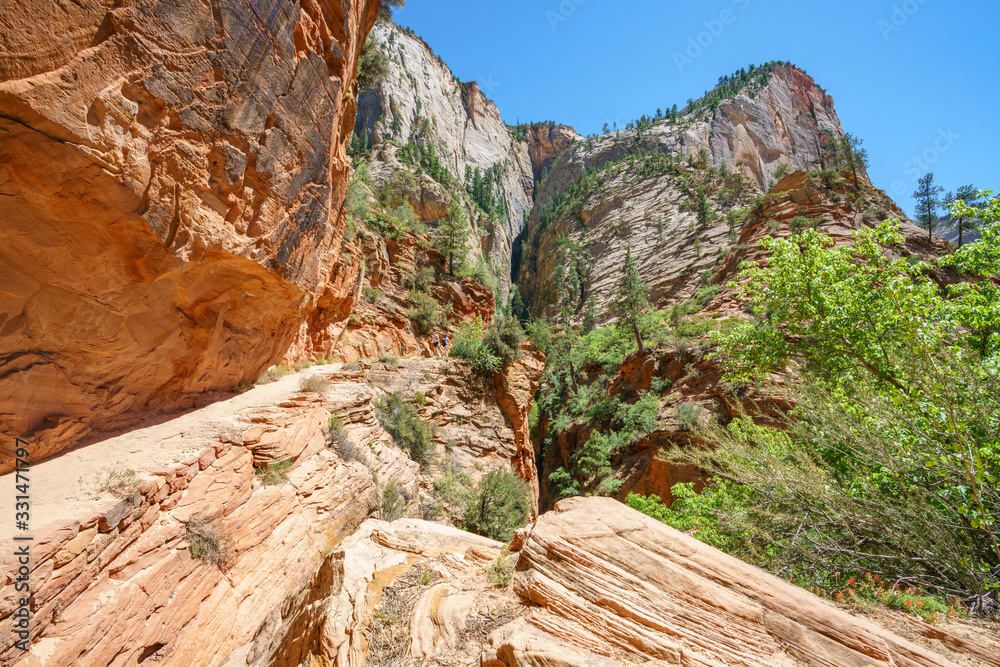 hiking the observation point trail in zion national park, usa hiking the observation point trail in zion national park, usa
