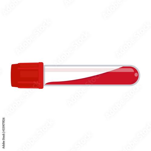 Test tube with blood. Vector illustration on a white background.