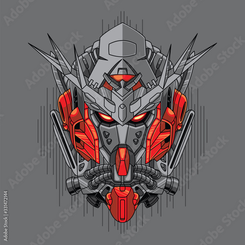 Mecha head with sacred geometry pattern