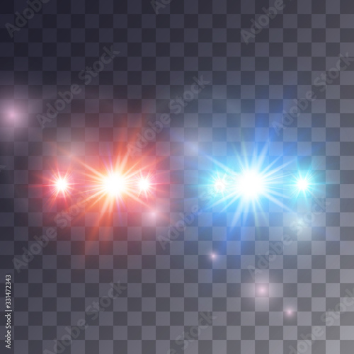 Lights siren effect isolated on dark background. vector illustration