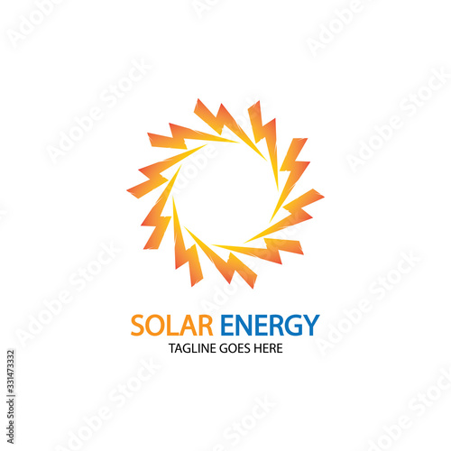Sun solar energy logo design template. solar tech logo designsv