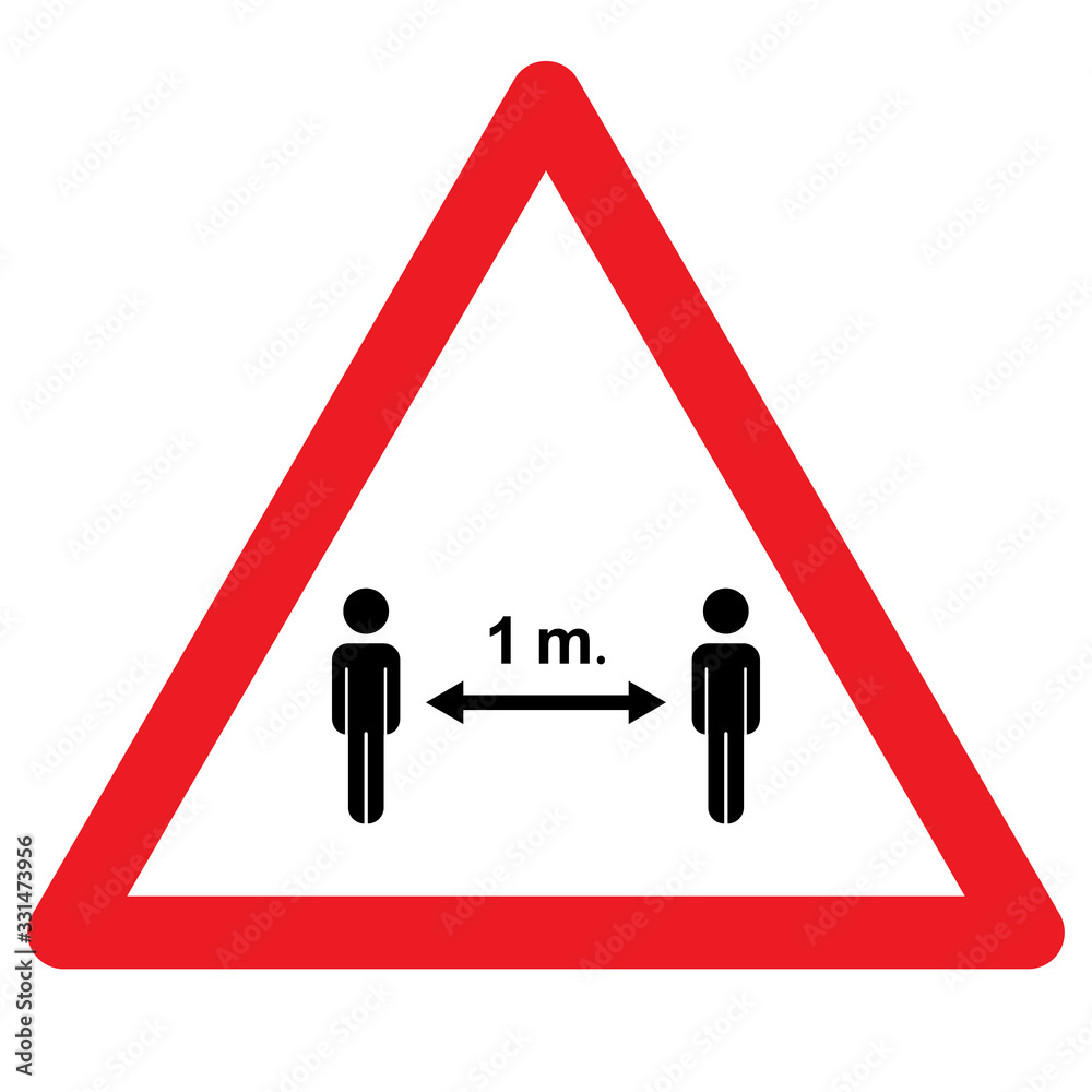 Warning sign Coronavirus COVID-19 virus social distance concept. Safety instruction Warning sign Coronavirus COVID-19 virus social distance concept. Safety instruction